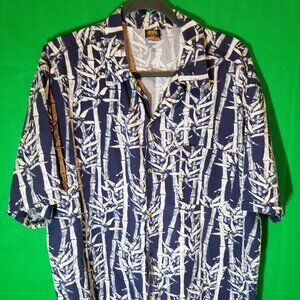 BEACH NATIVE Tropical Navy Button Up Shirt Men's Size XL Island Bamboo